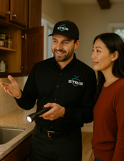 Strib technician inspecting a property as part of the IPM process